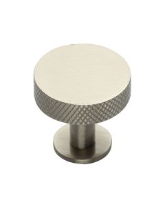 Heritage Brass Satin Nickel Knurled Disc Cabinet Knob with Rose 32mm