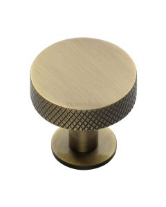 Heritage Brass Antique Brass Knurled Disc Cabinet Knob with Rose 38mm