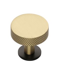 Heritage Brass Matt Bronze/Satin Brass Knurled Disc Cabinet Knob with Rose 38mm