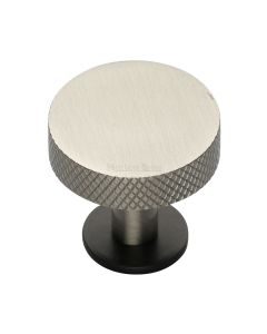 Heritage Brass Matt Bronze/Satin Nickel Knurled Disc Cabinet Knob with Rose 38mm