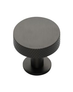 Heritage Brass Matt Bronze Knurled Disc Cabinet Knob with Rose 38mm