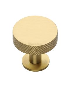 Heritage Brass Satin Brass Knurled Disc Cabinet Knob with Rose 38mm
