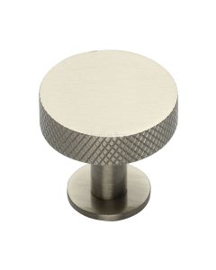 Heritage Brass Satin Nickel Knurled Disc Cabinet Knob with Rose 38mm