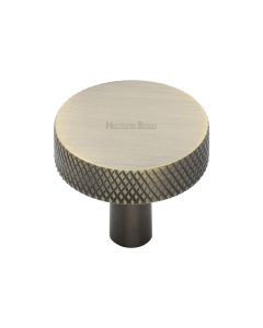 Heritage Brass Antique Brass Knurled Disc Cabinet Knob 32mm