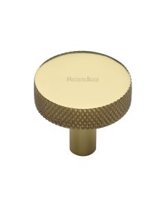 Heritage Brass Polished Brass Knurled Disc Cabinet Knob 32mm