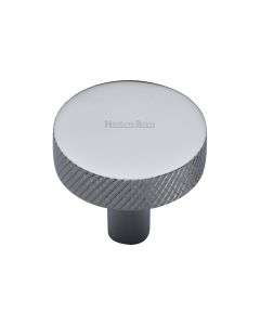 Heritage Brass Polished Chrome Knurled Disc Cabinet Knob 32mm