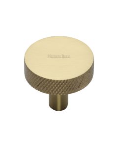 Heritage Brass Satin Brass Knurled Disc Cabinet Knob 32mm