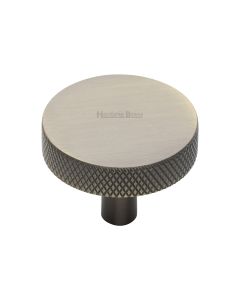 Heritage Brass Antique Brass Knurled Disc Cabinet Knob 38mm