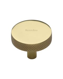 Heritage Brass Polished Brass Knurled Disc Cabinet Knob 38mm