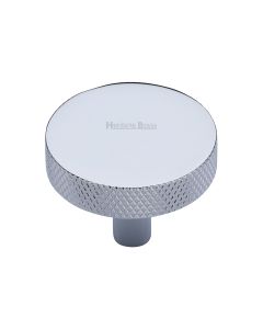 Heritage Brass Polished Chrome Knurled Disc Cabinet Knob 38mm