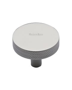 Heritage Brass Polished Nickel Finish Knurled Disc Cabinet Knob 38mm