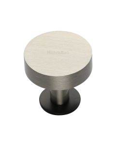 Heritage Brass Matt Bronze/Satin Nickel Disc Cabinet Knob With Base 32mm