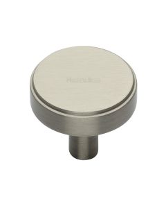 Heritage Brass Satin Nickel Stepped Disc Cabinet Knob 38mm