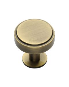 Heritage Brass Antique Brass Stepped Disc Cabinet Knob with Rose 32mm