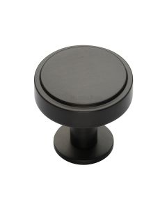 Heritage Brass Matt Bronze Stepped Disc Cabinet Knob with Rose 32mm