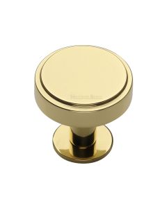 Heritage Brass Polished Brass Stepped Disc Cabinet Knob with Rose 32mm