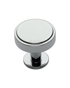 Heritage Brass Polished Chrome Stepped Disc Cabinet Knob with Rose 32mm