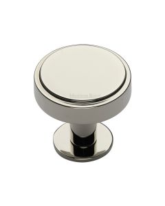 Heritage Brass Polished Nickel Finish Stepped Disc Cabinet Knob with Rose 32mm