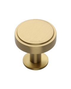 Heritage Brass Satin Brass Stepped Disc Cabinet Knob with Rose 32mm