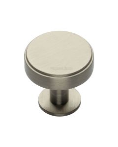 Heritage Brass Satin Nickel Stepped Disc Cabinet Knob with Rose 32mm