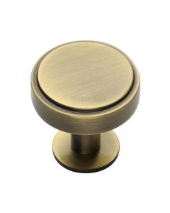 Heritage Brass Antique Brass Stepped Disc Cabinet Knob with Rose 38mm
