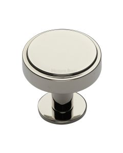 Heritage Brass Polished Nickel Finish Stepped Disc Cabinet Knob with Rose 38mm