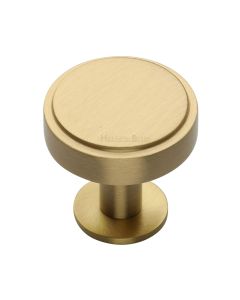 Heritage Brass Satin Brass Stepped Disc Cabinet Knob with Rose 38mm
