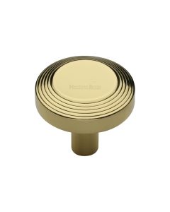 Heritage Brass Polished Brass Ridge Cabinet Knob 32mm