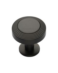 Heritage Brass Matt Bronze Ridge Cabinet Knob with Rose 32mm