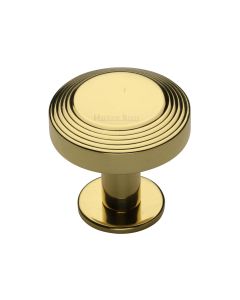 Heritage Brass Polished Brass Ridge Cabinet Knob with Rose 32mm