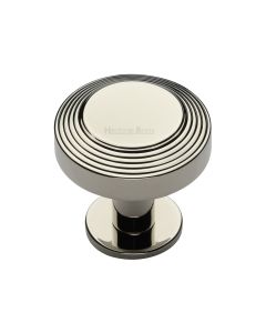 Heritage Brass Polished Nickel Finish Ridge Cabinet Knob with Rose 32mm