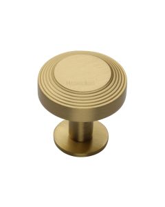 Heritage Brass Satin Brass Ridge Cabinet Knob with Rose 32mm