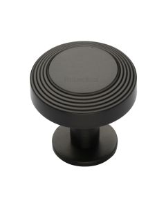 Heritage Brass Matt Bronze Ridge Cabinet Knob with Rose 38mm