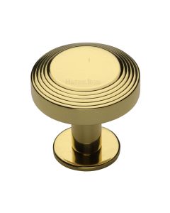 Heritage Brass Polished Brass Ridge Cabinet Knob with Rose 38mm