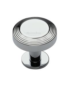 Heritage Brass Polished Chrome Ridge Cabinet Knob with Rose 38mm