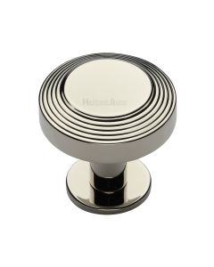 Heritage Brass Polished Nickel Finish Ridge Cabinet Knob with Rose 38mm