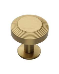 Heritage Brass Satin Brass Ridge Cabinet Knob with Rose 38mm
