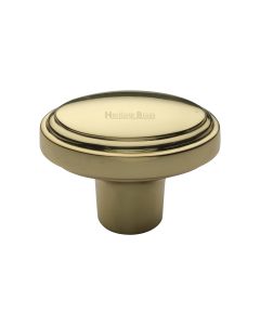 Heritage Brass Polished Brass Stepped Oval Cabinet Knob 41mm