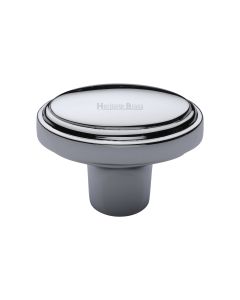 Heritage Brass Polished Chrome Stepped Oval Cabinet Knob 41mm
