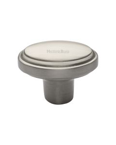 Heritage Brass Satin Nickel Stepped Oval Cabinet Knob 41mm