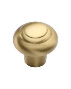 Heritage Brass Satin Brass Round Bead Cabinet Knob 32mm