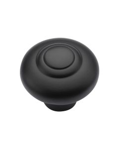 Heritage Brass Matt Black Round Bead Cabinet Knob 38mm