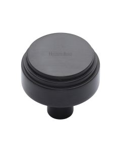 Heritage Brass Matt Black Round Deco Cabinet Knob 32mm