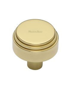 Heritage Brass Polished Brass Round Deco Cabinet Knob 32mm