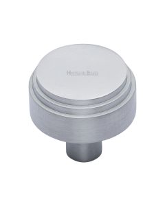 Heritage Brass Satin Chrome Round Deco Cabinet Knob 32mm