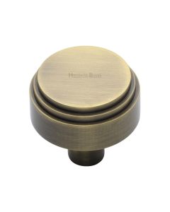 Heritage Brass Antique Brass Round Deco Cabinet Knob 38mm