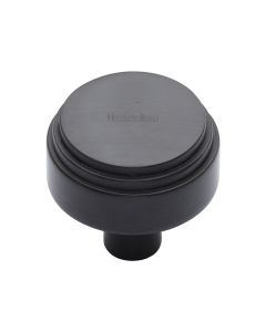 Heritage Brass Matt Black Round Deco Cabinet Knob 38mm