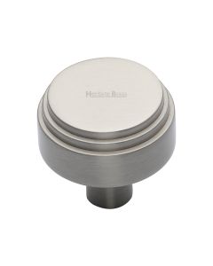 Heritage Brass Satin Nickel Round Deco Cabinet Knob 38mm