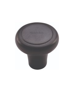 Heritage Brass Matt Black Round Edge Cabinet Knob 32mm