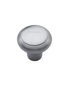 Heritage Brass Satin Chrome Round Edge Cabinet Knob 32mm